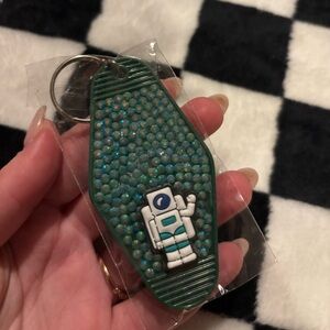 Space earth handmade by me jewelled keychain double sided